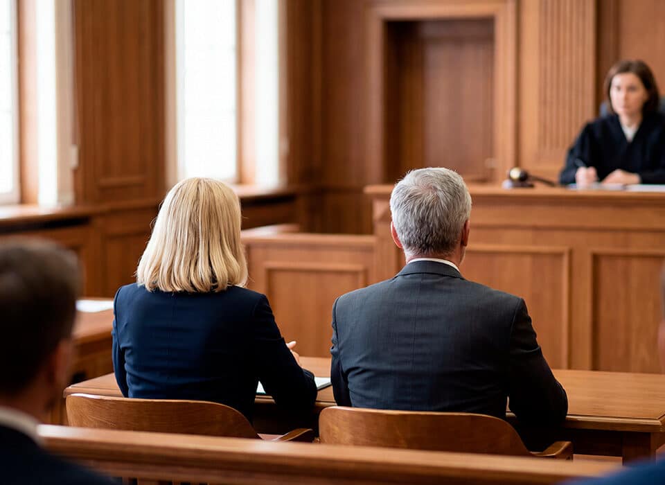 Sala de audiencias para defensa judicial